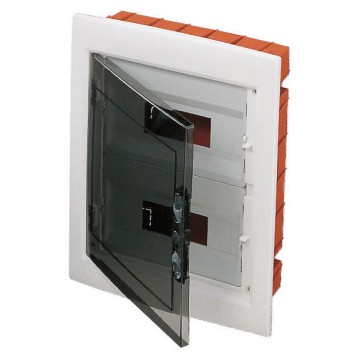 Distribution boards with windowed and 80 A IP20 bipolar screw terminal block and extractable frame White RAL 9016