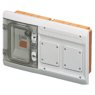 FLUSH-MOUNTING COMBINATION BOARD FITTED FOR MODULAR DEVICES AND 2 FLANGES - 4MODULES + IP55 GREY RAL7035