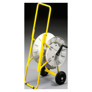 TUBOLAR METAL STAND YELLOW PAINTED -  WITH ROTATING DRUM AND 50M OF CABLE - FOR Q-DIN14/20