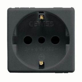 PRIZĂ STANDARD ITALIANĂ/GERMANĂ 250V c.a. - 2P+E 16A - P30 - 2 MODULE - SISTEM NEGRU