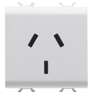 ARGENTINIAN STANDARD SOCKET-OUTLET 250V ac - 2P+E 10A - 2 MODULES - GLOSSY WHITE - CHORUS