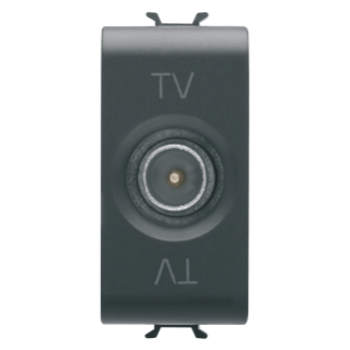 COAXIAL TV SOCKET-OUTLET, CLASS A SHIELDING - IEC MALE CONNECTOR 9,5mm - DIRECT WITH CURRENT PASSING - 1 MODULE - SATIN BLACK - CHORUSMART