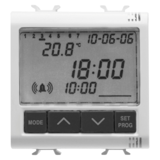 CLOCK, ALLARM, THERMOMETER - 230V ac 50/60Hz - 2 MODULES - WHITE - CHORUS