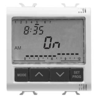 ELETRONIC DAILY/WEEKLY TIMER, 1-CHANNEL - 230V ac 50/60Hz - 2 MODULES - GLOSSY WHITE - CHORUS