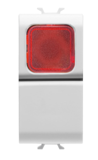 PUSH-BUTTON 1P 250V ac - NO 16A -  RED DIFFUSER - 1 MODULE - GLOSSY WHITE - CHORUS