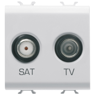 TV-SAT SOCKET-OUTLET - DIRECT - 2 MODULES - GLOSSY WHITE - ANTIBACTERIAL - CHORUS