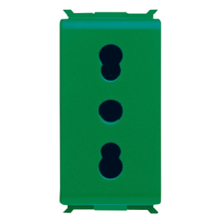 ITALIAN STANDARD SOCKET-OUTLET 250V ac - FOR DEDICATED LINES - 2P+E 16A DUAL AMPERAGE - P17-11 - 1 MODULE - GREEN - PLAYBUS