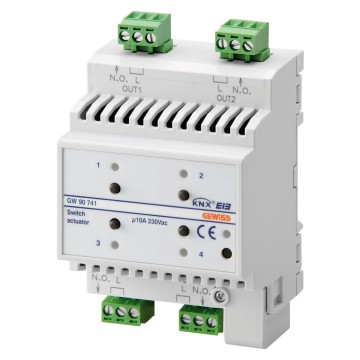 KNX 4-channel 10A switch actuator - IP20 - DIN rail mounting