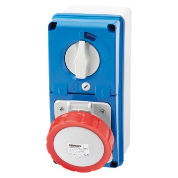 Interlocked vertical socket-outlets with bottom with rotary switch and fuse-holder base - 50/60Hz - IP67