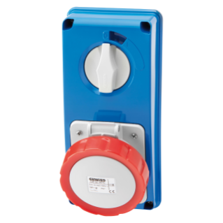 VERTICAL FIXED INTERLOCKED SOCKET OUTLET - WITHOUT BOTTOM - WITHOUT FUSE-HOLDER BASE - 2P+E 32A 380-415V - 50/60HZ 9H - IP67