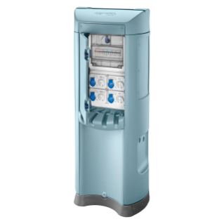 QMC200B - WIRED - DOUBLE SIDE TAKE-OFF - 6 SOCKET OUTLET 2P+T 16A - KNIFE SWITCH 4P 32A - 6 MCD 2P 10A 0,03A - IP44 - LIGHT BLUE