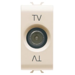 PRIZĂ TV COAXIALĂ, ECRANARE CLASA A - CONECTOR TATĂ IEC 9,5 mm - DIRECTĂ CU TRECERE DE CURENT - 1 MODUL - FILDEȘ - CHORUSMART