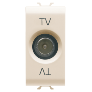 COAXIAL TV SOCKET-OUTLET, CLASS A SHIELDING - IEC MALE CONNECTOR 9,5mm - DIRECT WITH CURRENT PASSING - 1 MODULE - IVORY - CHORUSMART