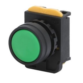 MOMENTARY PUSH-BUTTON WITH ROUND GUARD - GREEN