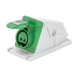 90° ANGLED SURFACE-MOUNTING SOCKET-OUTLET - IP44 - 3P 16A 20-25V and 40-50V 100-200HZ - GREEN - 4H - SCREW WIRING