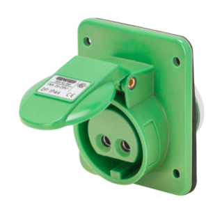 10° ANGLED FLUSH-MOUNTING SOCKET-OUTLET - IP44 - 3P 16A 20-25V and 40-50V 401-500HZ - GREEN - 11H - SCREW WIRING