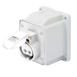 10° ANGLED SURFACE-MOUNTING SOCKET-OUTLET - IP44 - 3P 16A 40-50V 50-60HZ - WHITE - 12H - SCREW WIRING
