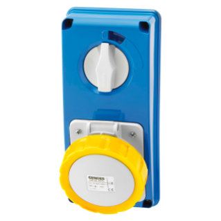 VERTICAL FIXED INTERLOCKED SOCKET OUTLET - WITHOUT BOTTOM - WITHOUT FUSE-HOLDER BASE - 3P+E 16A 100-130V - 50/60HZ 4H - IP67