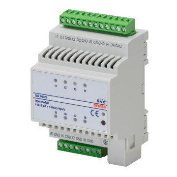 KNX 8-channel (4 digital + 4 universal) input module - IP20 - DIN rail mounting