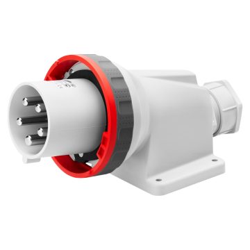 Low voltage high current fixed watertight 90° surface-mounting plugs with mantle connection
