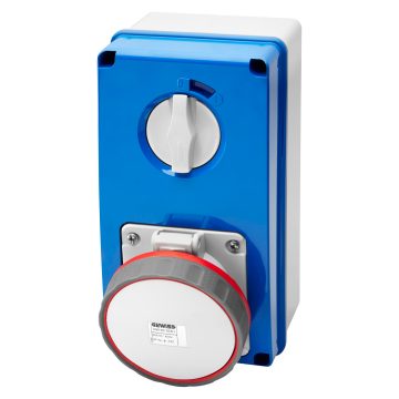 Interlocked switched vertical socket-outlets with bottom and rotary switch without fuse-holder base - 63A - 50/60Hz - IP67