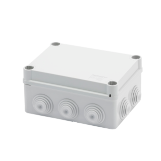 JUNCTION BOX WITH PLAIN QUICK FIXING LID - IP55 - INTERNAL DIMENSIONS 150X110X70 - WALLS WITH CABLE GLANDS - GWT960ºC - GREY RAL 7035