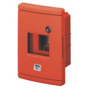 קופסה אטומה למים להתקנה מתחת לטיח לחירום - 4 מודולים - פס DIN‏ EN50022 - אדום RAL 3000