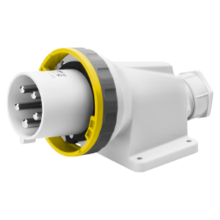 90° ANGLED SURFACE MOUNTING INLET - IP67 - 2P+E 63A 100-130V 50/60HZ - YELLOW - 4H - MANTLE TERMINAL