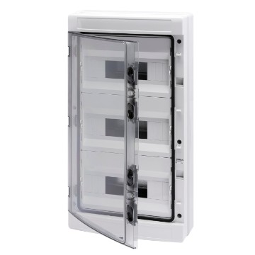 Distribution boards with windowed removable panels, extractable frame equipped with 80 A IP20 bipolar screw terminal blocks - grey ral 7035