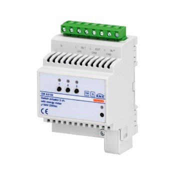 KNX 3-channel 16AX switch actuator with energy meter - IP20 - DIN rail mounting