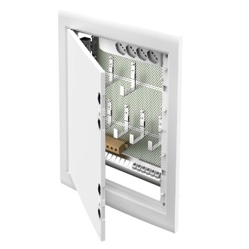 Komplett Signalverteiler für Wohnungen 54TE mit abnehmbaren Rahmen - Weiß RAL 9016 - Geschlossene Tür