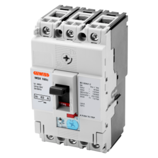 MSX 160c - COMPACT MOULDED CASE CIRCUIT BREAKERS - ADJUSTABLE THERMAL AND FIXED MAGNETIC RELEASE - 25KA 3P 100A 525V