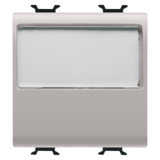 PUSH-BUTTON WITH ILLUMINATED NAME PLATE 250V ac - NO 10A - 2 MODULES - NATURAL SATIN BEIGE - CHORUS