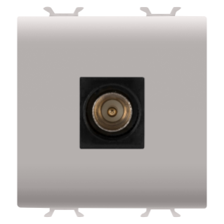 COAXIAL TV SOCKET-OUTLET, CLASS A SHIELDING - IEC MALE CONNECTOR 9.5mm - DIRECT  - 2 MODULES - NATURAL SATIN BEIGE - CHORUS