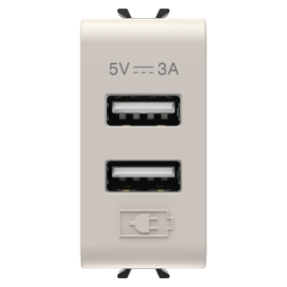 USB CHARGER - A+A TYPE - 3A - SATIN NATURAL BEIGE - 1 MODULE - CHORUSMART