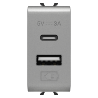 USB CHARGER - A+C TYPE - 3A - TITANIUM - 1 MODULE - CHORUSMART