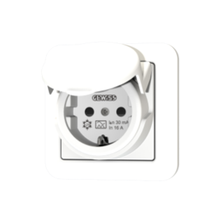 RCD SAFETY SOCKET - 16A 10mA IP44 - WHITE COLOUR
