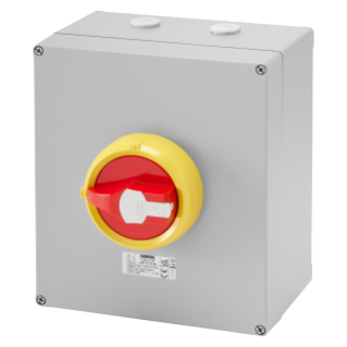 ROTARY ISOLATOR SWITCH - HP - SURFACE-MOUNTING - EMERGENCY - METAL BOX - 40A 8P - LOCKABLE RED KNOB - IP66