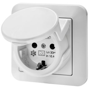 RCD SAFETY SOCKET - 16A 30mA IP44 - WHITE COLOUR